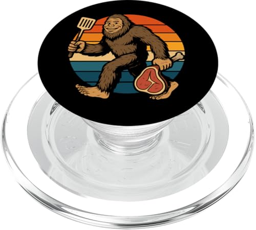 Bigfoot Sasquatch BBQ Grillen Retro PopSockets PopGrip für MagSafe von Sasquatch BBQ Meat Lover Retro Design