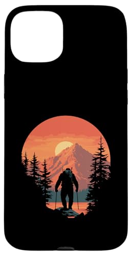 Hiking Sasquatch at Sunset Retro Bigfoot Mountains & Sun Hülle für iPhone 15 Plus Hiking Sasquatch at Sunset Retro Bigfoot Mountains & Sun Hülle für iPhone 15 Plus von Sasquatch Garage