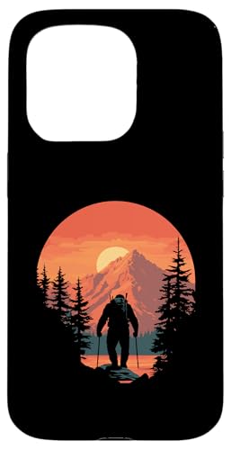 Hiking Sasquatch at Sunset Retro Bigfoot Mountains & Sun Hülle für iPhone 15 Pro Hiking Sasquatch at Sunset Retro Bigfoot Mountains & Sun Hülle für iPhone 15 Pro von Sasquatch Garage