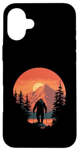 Hiking Sasquatch at Sunset Retro Bigfoot Mountains & Sun Hülle für iPhone 16 Plus Hiking Sasquatch at Sunset Retro Bigfoot Mountains & Sun Hülle für iPhone 16 Plus von Sasquatch Garage