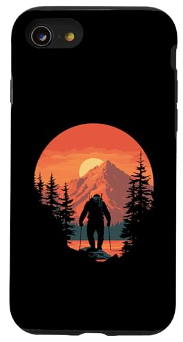 Hiking Sasquatch at Sunset Retro Bigfoot Mountains & Sun Hülle für iPhone SE (2020) / 7 / 8 von Sasquatch Garage