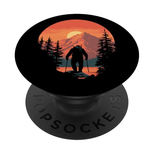 Hiking Sasquatch at Sunset Retro Bigfoot Mountains & Sun PopSockets Klebender PopGrip Hiking Sasquatch at Sunset Retro Bigfoot Mountains & Sun PopSockets Klebender PopGrip von Sasquatch Garage