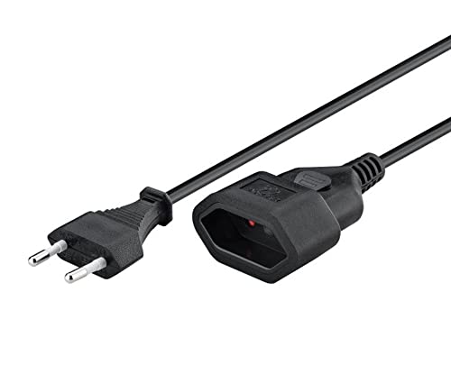 2m Stromkabel Verlängerung Netzkabel Verlängerungskabel Typ-C-Stecker Eurostecker auf Typ-C Euro Buchse TV PC Computer Beamer Lampe Monitor - Schwarz von Sat-Fox