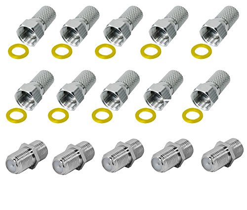 F Stecker Verbinder Verbindungsset 10x F-Stecker 7 mm 5X F-Verbinder Verbindung Sat Kabel Kupplung Buchse Anlagen Koax 4K 10 Stück Stecker 7,0-7,5 mm 5 Stück Verbinder von Sat-Fox