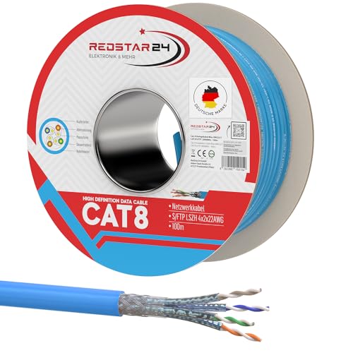 100m CAT 8 Verlegekabel Netzwerkkabel CAT8.1 LAN Halogenfrei Installationskabel CAT8 Kabel Netzwerk Verkabelung Datenkabel bis zu 40 Gbit/s Übertragungsgeschwindigkeit Ethernet cable (100m, Cat 8) von SatShop-Ft
