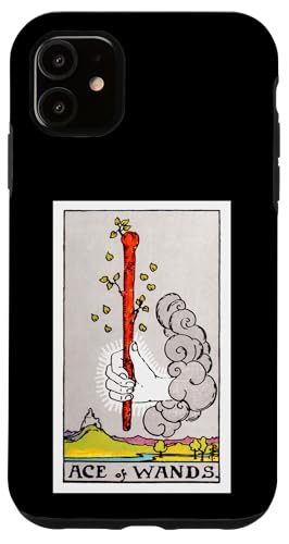 Ace of Wands Vintage Tarotkarte – Rider Waite Deck Hülle für iPhone 11 von Satanic Occult and Black Magic Designs RLW