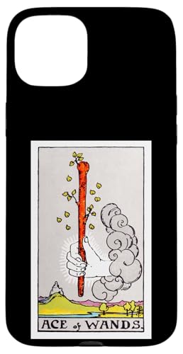 Ace of Wands Vintage Tarotkarte – Rider Waite Deck Hülle für iPhone 15 Plus von Satanic Occult and Black Magic Designs RLW