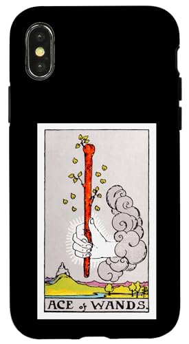Ace of Wands Vintage Tarotkarte – Rider Waite Deck Hülle für iPhone X/XS von Satanic Occult and Black Magic Designs RLW
