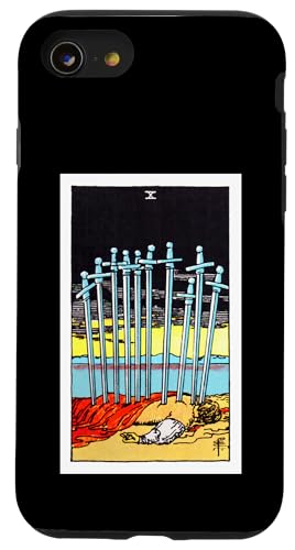 Ten of Swords Vintage Tarotkarte – Rider Waite Deck Hülle für iPhone SE (2020) / 7 / 8 von Satanic Occult and Black Magic Designs RLW