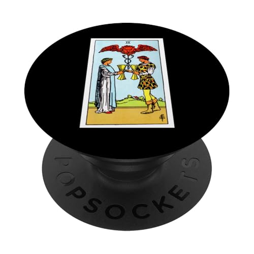 Two of Cups Vintage-Tarot - originales Rider Waite Deck PopSockets Klebender PopGrip von Satanic Occult and Black Magic Designs RLW