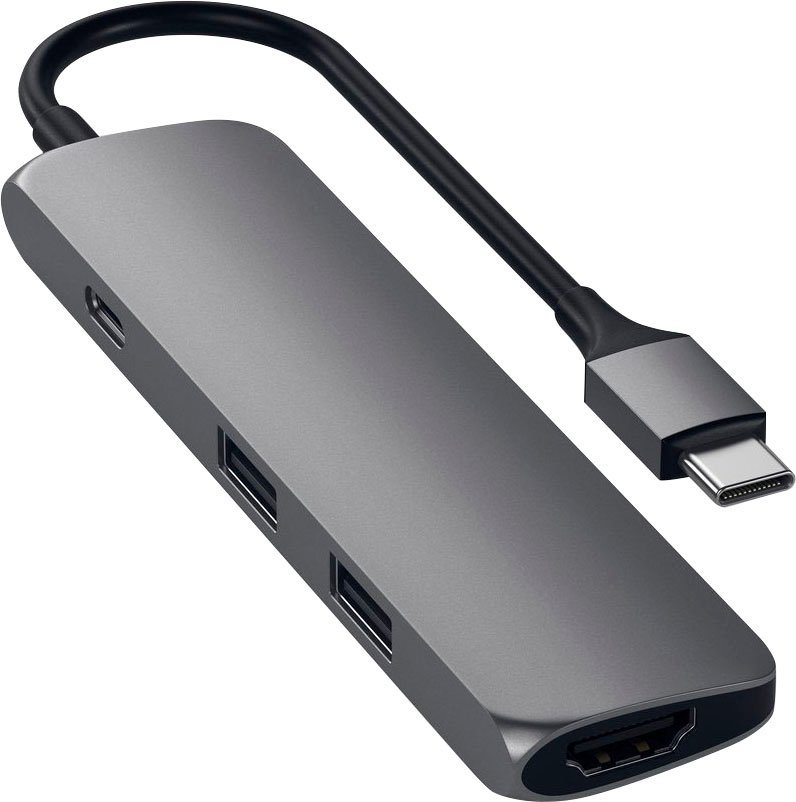 Satechi Type-C Slim Multi-Port 4K Pass-through Adapter zu HDMI, USB 3.0 Typ A, USB Typ C, 12 cm von Satechi