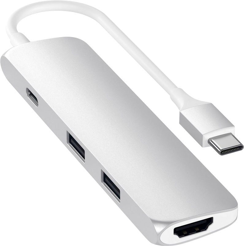 Satechi Type-C Slim Multi-Port 4K Pass-through Adapter zu HDMI, USB 3.0 Typ A, USB Typ C, 12 cm von Satechi