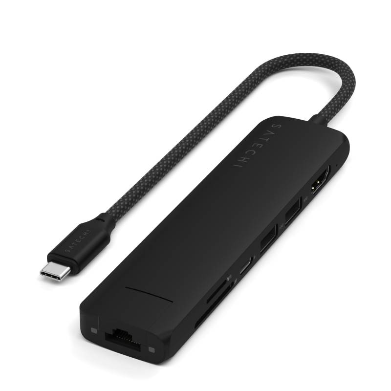 Satechi USB-C 7-in-1 Slim Multiport Adapter with Ethernet Black von Satechi