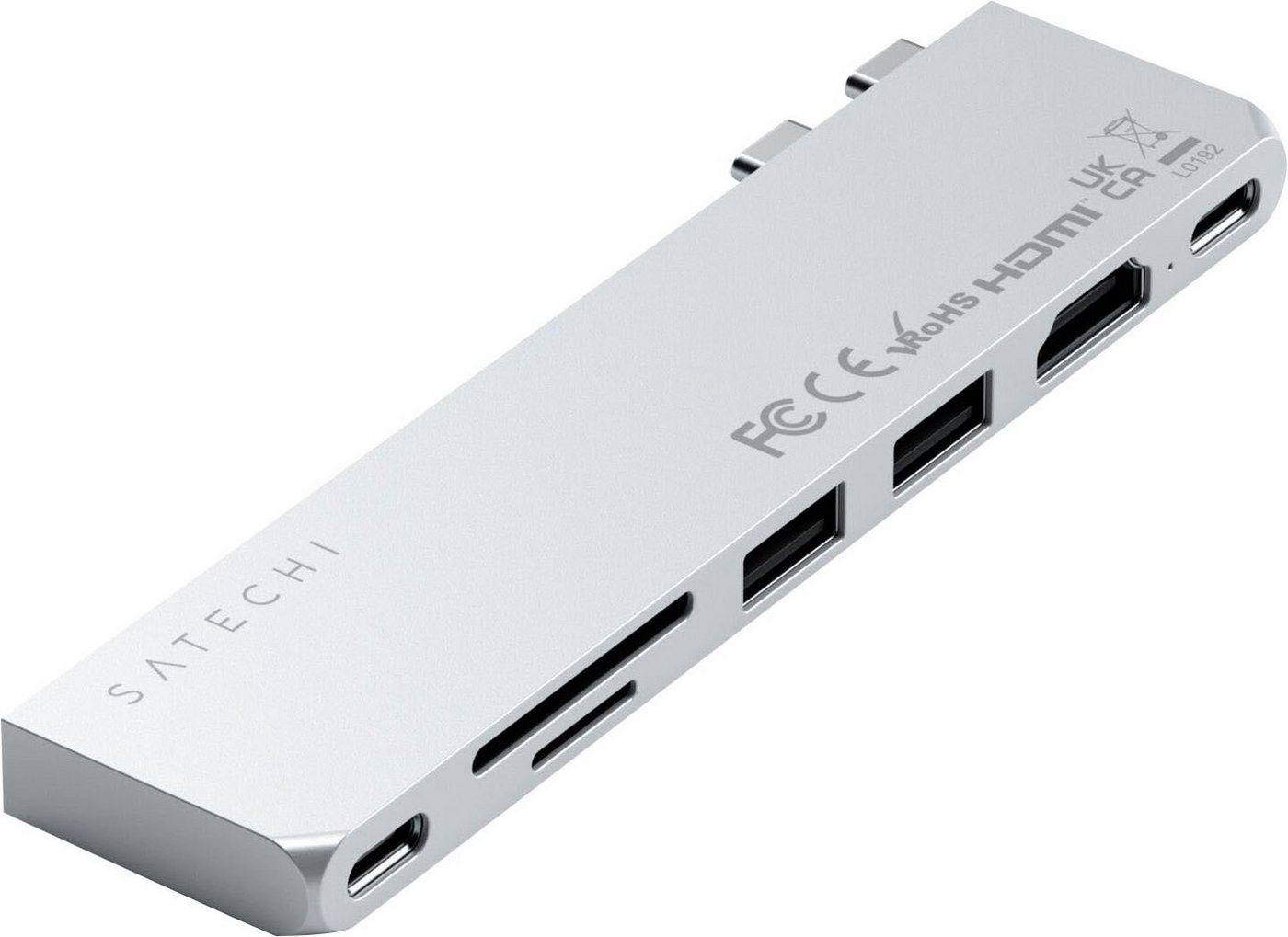 Satechi USB-C Pro Hub Slim Adapter Laptop-Adapter USB-C zu HDMI, MicroSD-Card, SD-Card, USB 4.0, USB Typ A, USB Typ C von Satechi