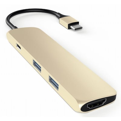 Satechi USB3.0 Typ C Stecker auf 1x HDMI 2x USB Typ A Hub Adapter gold von Satechi