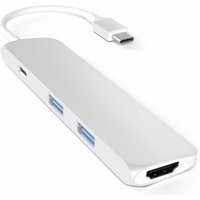 Satechi USB3.0 Typ C Stecker auf 1x HDMI 2x USB Typ A Hub Adapter silber von Satechi