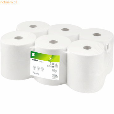 Satino Handtuchrolle 317940 20,5cmx150m 2-lagig hochweiß 6 Rollen von Satino