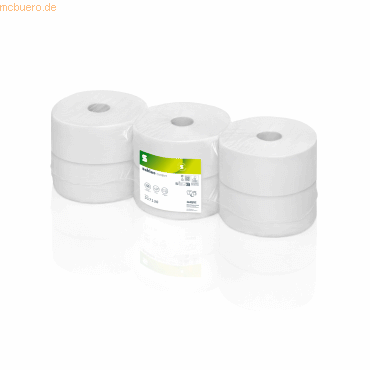 Satino Toilettenpapier 317130 Jumborolle 2-lagig hochweiß 380m 6 Stück Satino Toilettenpapier 317130 Jumborolle 2-lagig hochweiß 380m 6 Stück von Satino