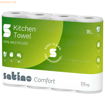Satino Küchenrolle Comfort 177110 3-lagig 26x22cm hochweiß 64 Blatt 4 Satino Küchenrolle Comfort 177110 3-lagig 26x22cm hochweiß 64 Blatt 4 von Satino