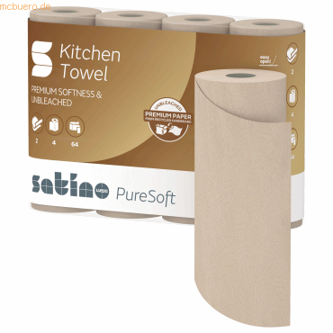 Satino Küchenrolle PureSoft 161050 2-lagig 4x64 Blatt braun Satino Küchenrolle PureSoft 161050 2-lagig 4x64 Blatt braun von Satino