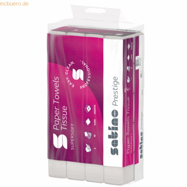 Satino Papierhandtuch 276600 20,6x32cm 2-lagig W-Falz 3.000 Blatt von Satino