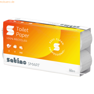 Satino Toilettenpapier 060610 Smart 2-lagig weiß RC 250 Blatt 8 Rollen Satino Toilettenpapier 060610 Smart 2-lagig weiß RC 250 Blatt 8 Rollen von Satino