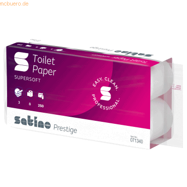 Satino Toilettenpapier 071340 Prestige 3-lagig hochweiß 250 Blatt 8 St Satino Toilettenpapier 071340 Prestige 3-lagig hochweiß 250 Blatt 8 St von Satino
