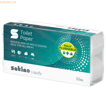 Satino Toilettenpapier Liquify 070560 3-lagig 250 Blatt weiß 8 Stück Satino Toilettenpapier Liquify 070560 3-lagig 250 Blatt weiß 8 Stück von Satino