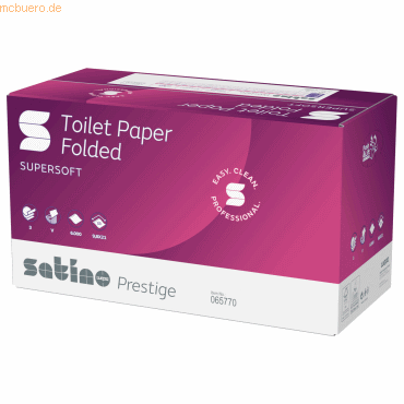 Satino Toilettenpapier Prestige 065770 gefaltet 30x200 Blatt Satino Toilettenpapier Prestige 065770 gefaltet 30x200 Blatt von Satino