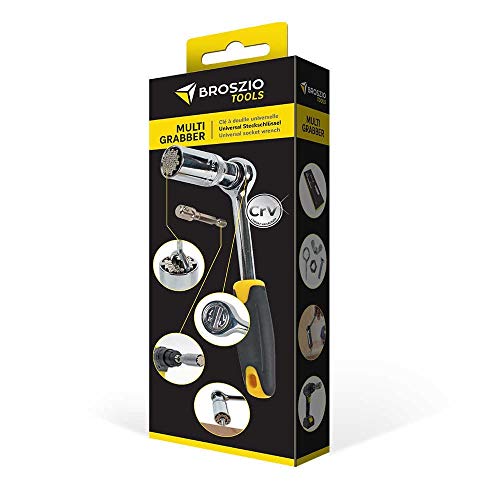 Sauber Meister Multi Grabber – Universalschlüssel mit 8-21mm für Schrauben, Muttern & mehr – Inkl. Universalnuss, Ratsche & Adapter für Akkuschrauber – Universal Steckschlüssel mit Stahlstiften von Sauber Meister
