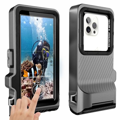 wasserdichte Handyhülle, Outdoor-Tauchen, Schnorcheln, Schwimmen, Surfen, Unterwasser-Touchscreen-Gehäuse für iPhone 16 Pro Max, Samsung S25 Ultra, Nicht mehr als 17,5 cm (6,9 Zoll), Schwarz Grau, 4. von Saupsitnz