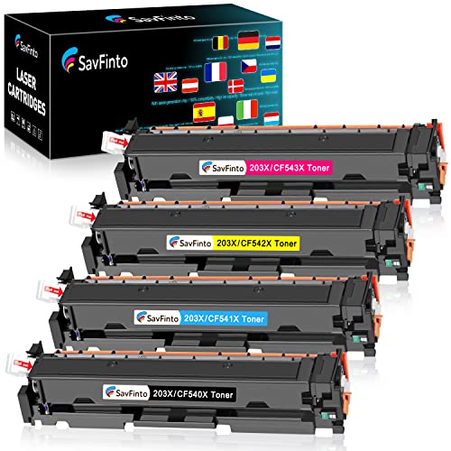 SavFinto 203X Toner Ersatz für HP CF540X CF540A 203X 203A Tonerpatronen Kompatibel mit HP Color Laserjet Pro MFP M281fdw M254nw M281fdn M281cdw M254dw M254dn M280nw M281 M254 (4 Pack) von SavFinto