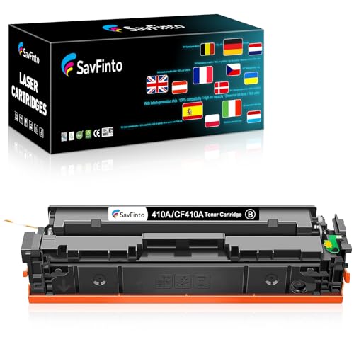 SavFinto 410A Kompatibel für HP 410X CF410A CF410X Druckerkartusche für HP MFP m477fdw Toner für HP Color Laserjet Pro MFP M477fdw M477fdn M452nw M377dw M452dn M452dw M477dw M477nw (1 Schwarz) von SavFinto