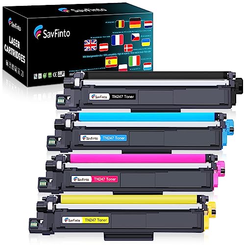 SavFinto TN247 TN-243CMYK Tonerkatusche Ersatz für Brother TN-247 TN243 Toner Kompatible mit Brother MFC-L3750CDW MFC-L3770CDW MFC-L3710CW DCP-L3550CDW DCP-L3510CDW HL-L3210CW HL-L3230CDWl (4 Pack) von SavFinto