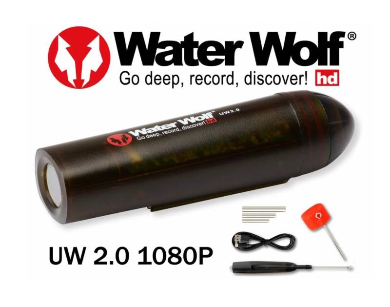 Savage Gear Water Wolf 2.0 1080K Actioncam bis 100m Tiefe Angeln Unterwasserkamera Unterwasser-Camcorder (Full HD, Lieferumfang: 1 Unterwasserkamera, Ladekabel & Zubehör zur Montage, Hervorragende Leistung bei schlechten Lichtverhältnissen) von Savage Gear