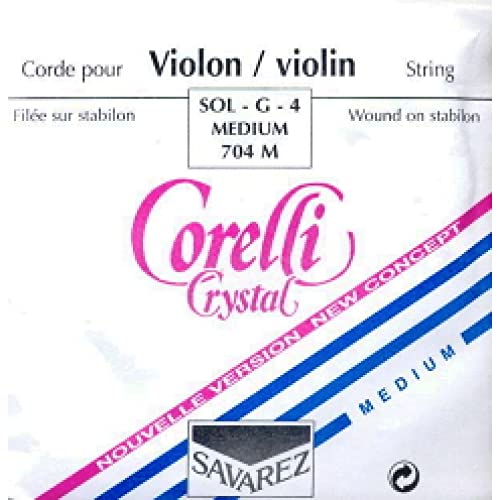 Corelli Violin Saiten Crystal G Stabilon-Nylon/Silber umsponnen Medium 704M von Savarez