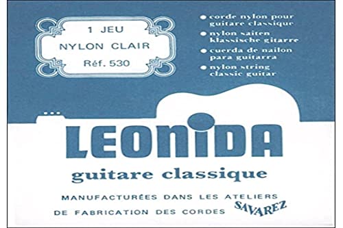 Savarez 656107 Saiten für Klassikgitarre Leonida 530 Satz Nylon blank, Bass versilbert Kupferdraht Normal Tension von Savarez