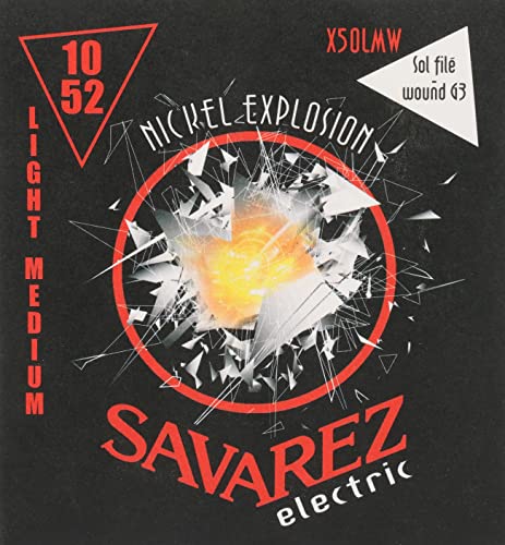 Savarez E-Gitarre-Saiten Nickel Explosion Roundcore Satz Light-Med. wound G .010-.052 X50LMW von Savarez