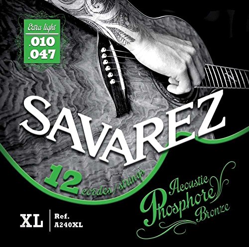 Savarez Saiten 668598 für Akustikgitarre Acoustic Phosphor Bronze Satz A240XL 12-string Extra Light .010 von Savarez