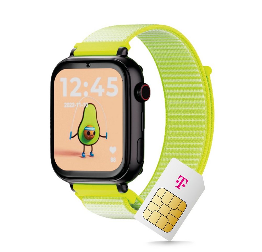 SaveFamily SaveWatch+ (inklusive Telekom SIM-Karte) Smartwatch (4,7 cm/1,85 Zoll, Android 8.1), inkl. magnetisches Ladekabel, Kinder-Smartwatch, Kids Watch, wechselbares Armband, Face ID von SaveFamily