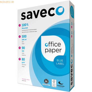 Saveco Saveco Kopierpapier Blue Label 100000009 A4 80g ISO 90 500 Blat von Saveco