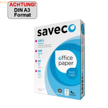 Saveco Saveco Kopierpapier Blue Label 100000010 A3 80g ISO 90 500 Blat von Saveco
