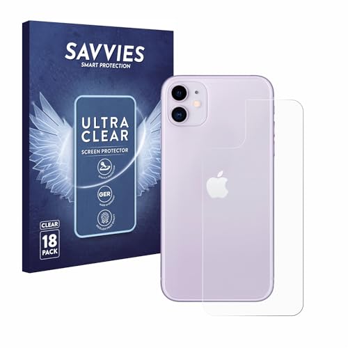 Savvies 18 Stück Schutzfolie für Apple iPhone 11 (Rückseite) Displayschutz-Folie Ultra-Transparent von Savvies