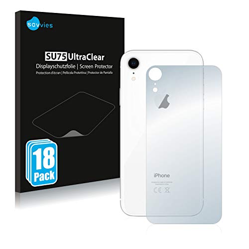 Savvies 18 Stück Schutzfolie für Apple iPhone XR (Rückseite) Displayschutz-Folie Ultra-Transparent von Savvies