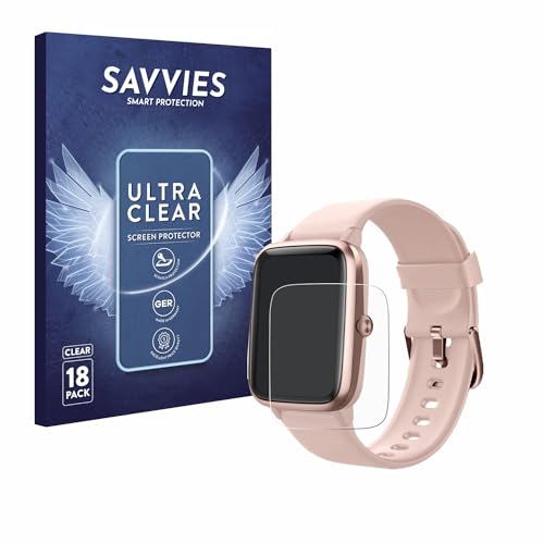 Savvies 18 Stück Schutzfolie für Fitpolo Smartwatch 207 1.3" Displayschutz-Folie Ultra-Transparent von Savvies