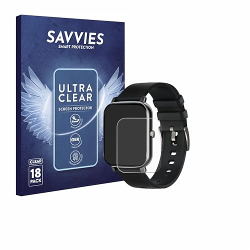 Savvies 18 Stück Schutzfolie für Ibetter Smartwatch 1.69" Displayschutz-Folie Ultra-Transparent von Savvies