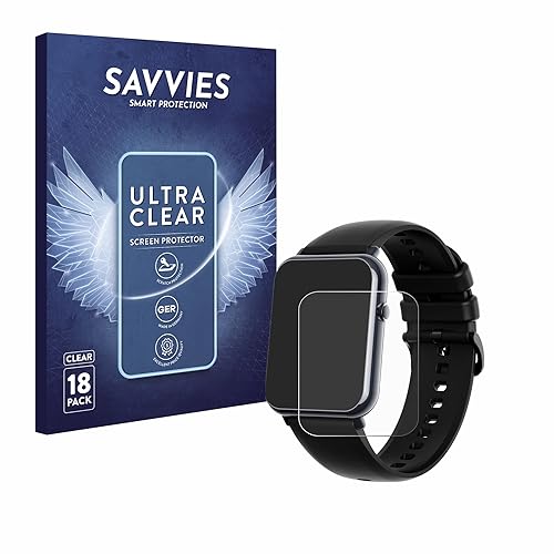 Savvies 18 Stück Schutzfolie für Mutoy Smartwatch 1.69" Displayschutz-Folie Ultra-Transparent von Savvies