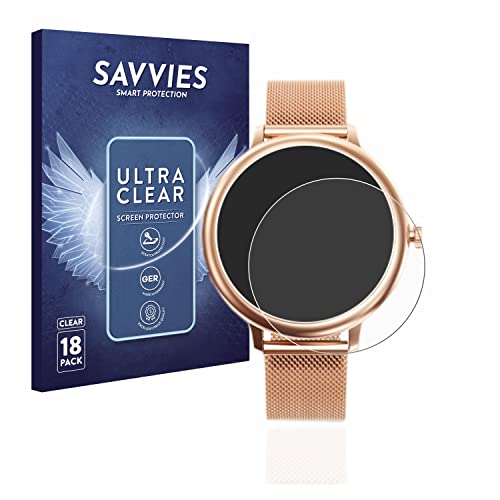 Savvies 18 Stück Schutzfolie für Naixues Women's Smartwatch 1.08" (39mm) Displayschutz-Folie Ultra-Transparent von Savvies