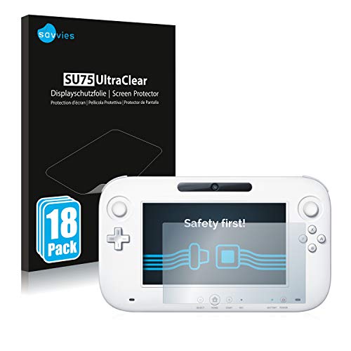 Savvies 18 Stück Schutzfolie für Nintendo Wii U GamePad (Controller) Displayschutz-Folie Ultra-Transparent von Savvies