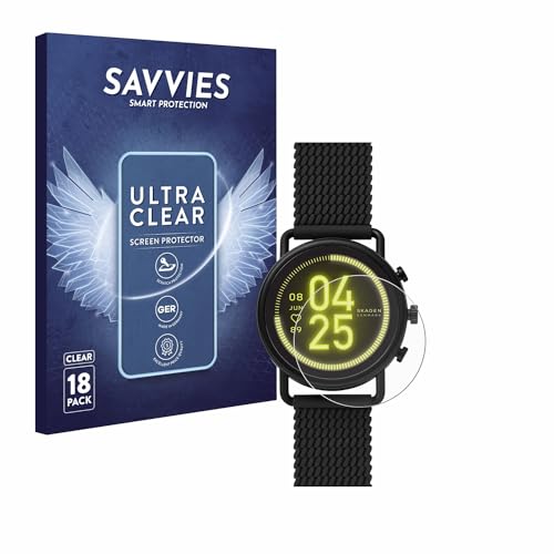 Savvies 18 Stück Schutzfolie für Skagen Smartwatch Falster 3 Displayschutz-Folie Ultra-Transparent von Savvies